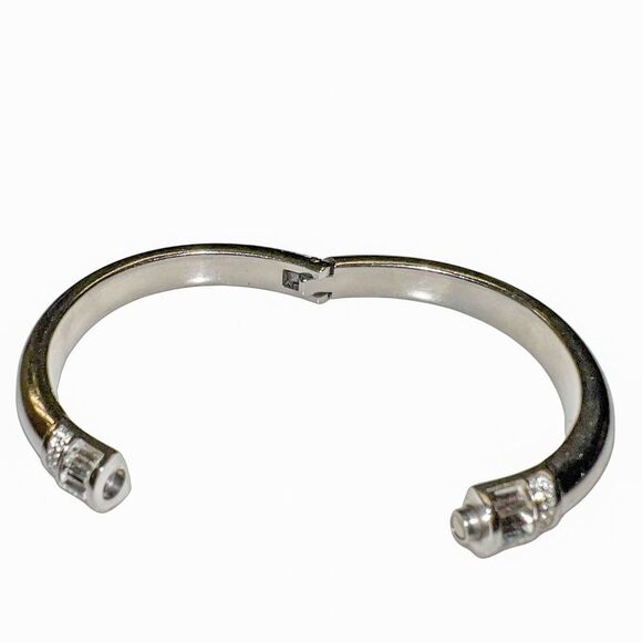 MICHAEL KORS Magnetic Silver Tone Crystal Diamond Pave Bangle Bracelet Gorgeous! - Picture 5 of 8